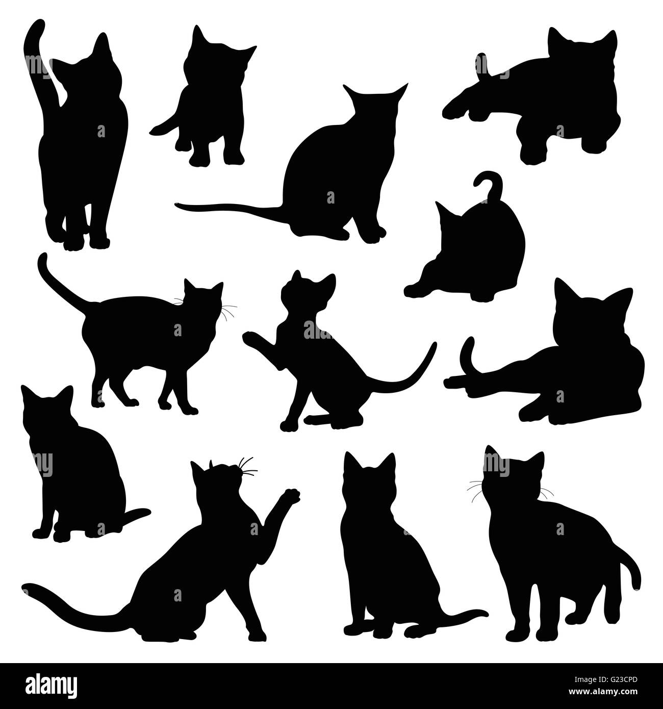 Silhouette de chat set illustration Banque D'Images
