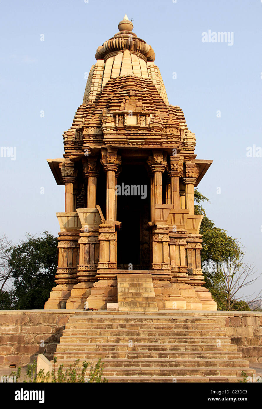 Vue frontale de Chaturbhuj Temple, Khajuraho, Madhya Pradesh, Inde, Asie Banque D'Images