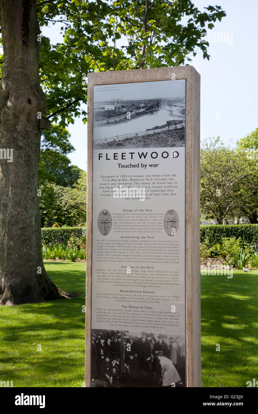 Fleetwood, Memorial Park est un parc. UK Banque D'Images
