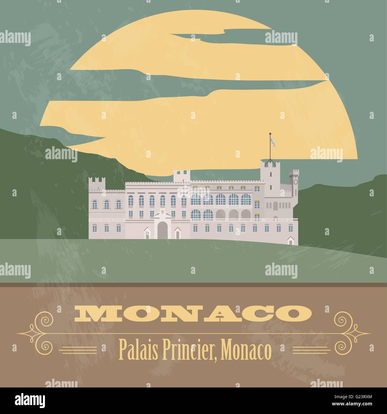 Monaco de repère. Image style rétro. Vector illustration Illustration de Vecteur