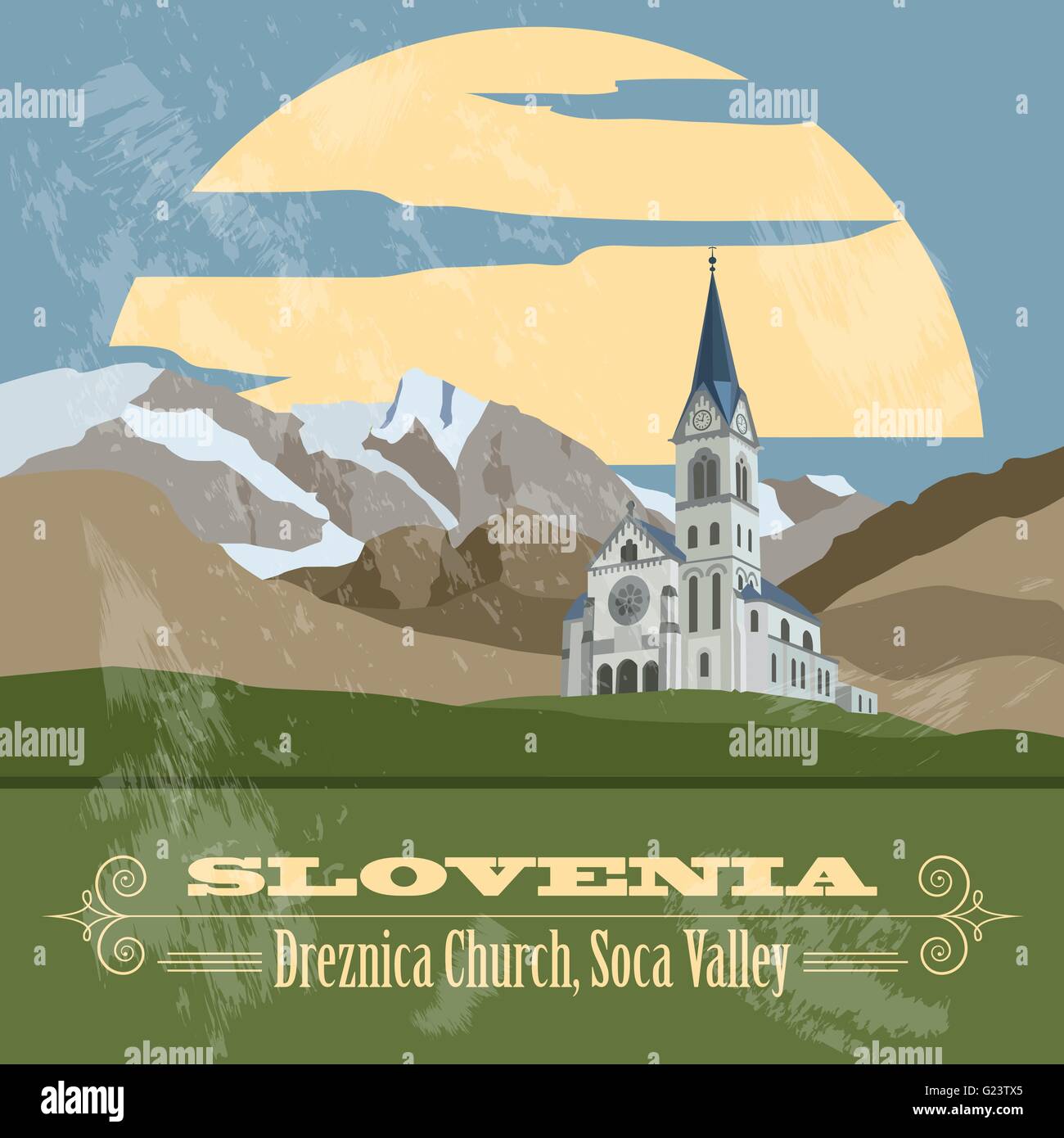 La Slovénie de repère. Image style rétro. Vector illustration Illustration de Vecteur