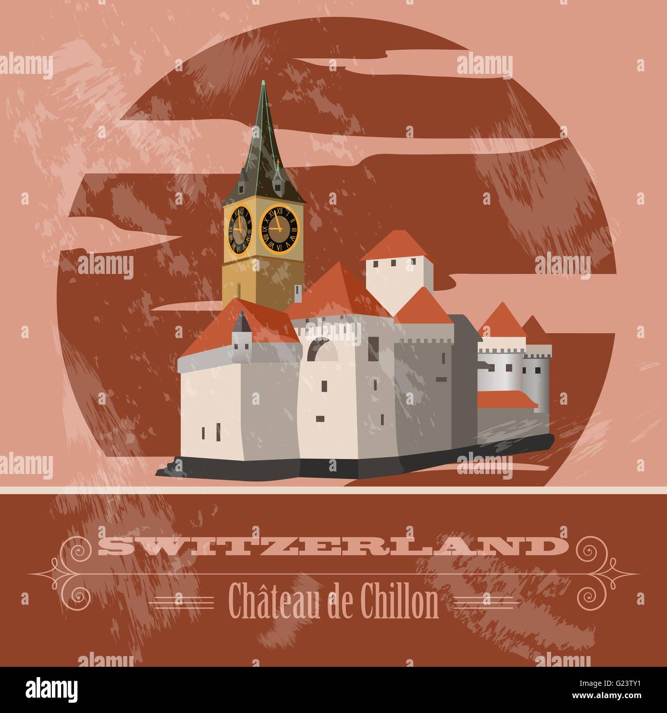 La Suisse de repère. Image style rétro. Vector illustration Illustration de Vecteur