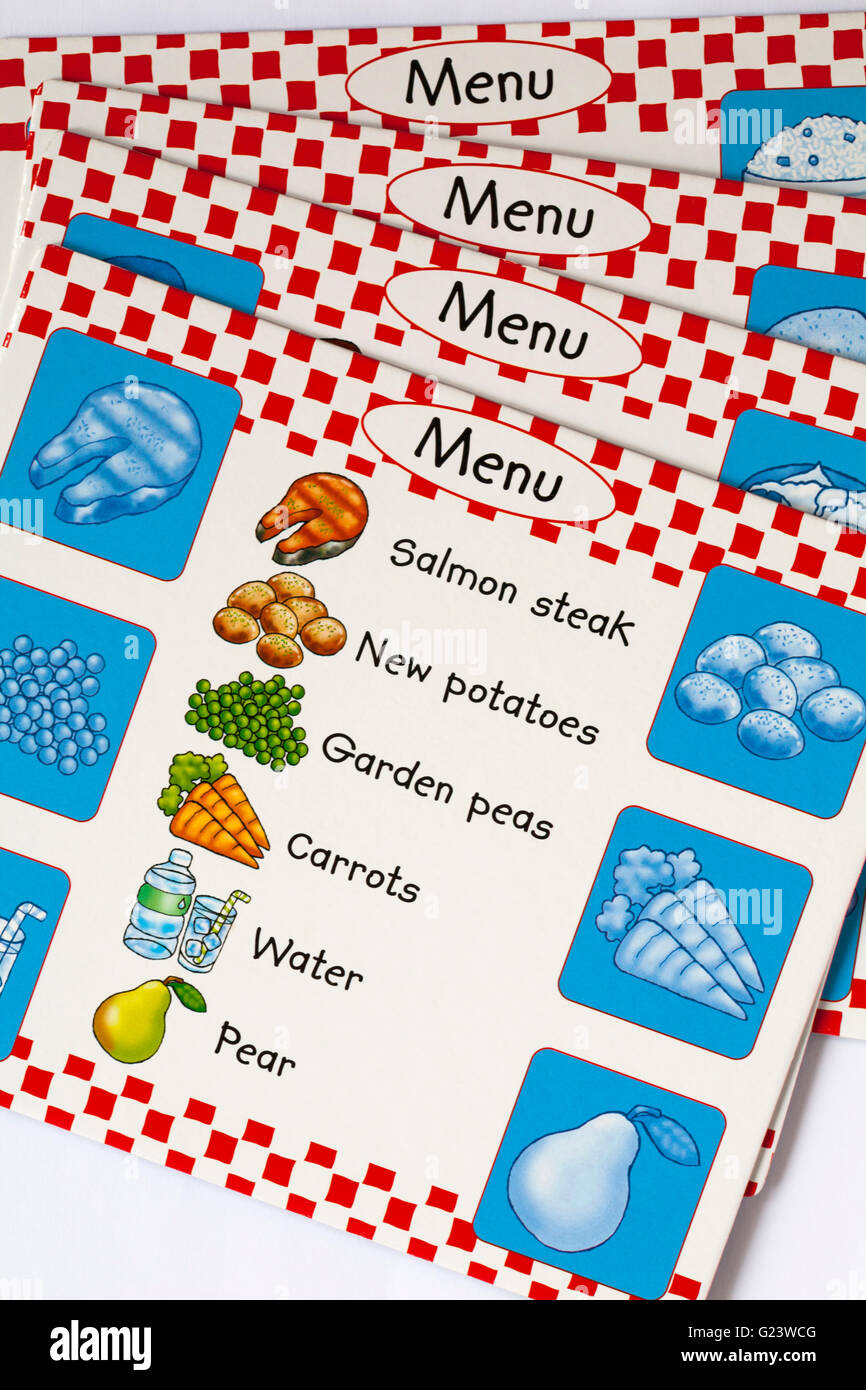 Cartes de menu montrant des aliments sains - une partie de jeu de gorille cupides - Nourrir la junk food pour le gorille pendant que vous faites un repas sain Banque D'Images