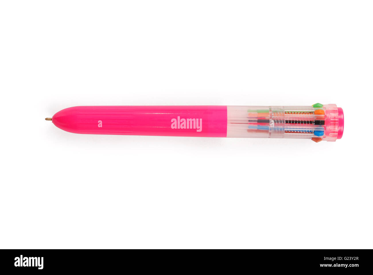 Stylo coloré fond blanc avec ombre douce libre with clipping path Banque D'Images