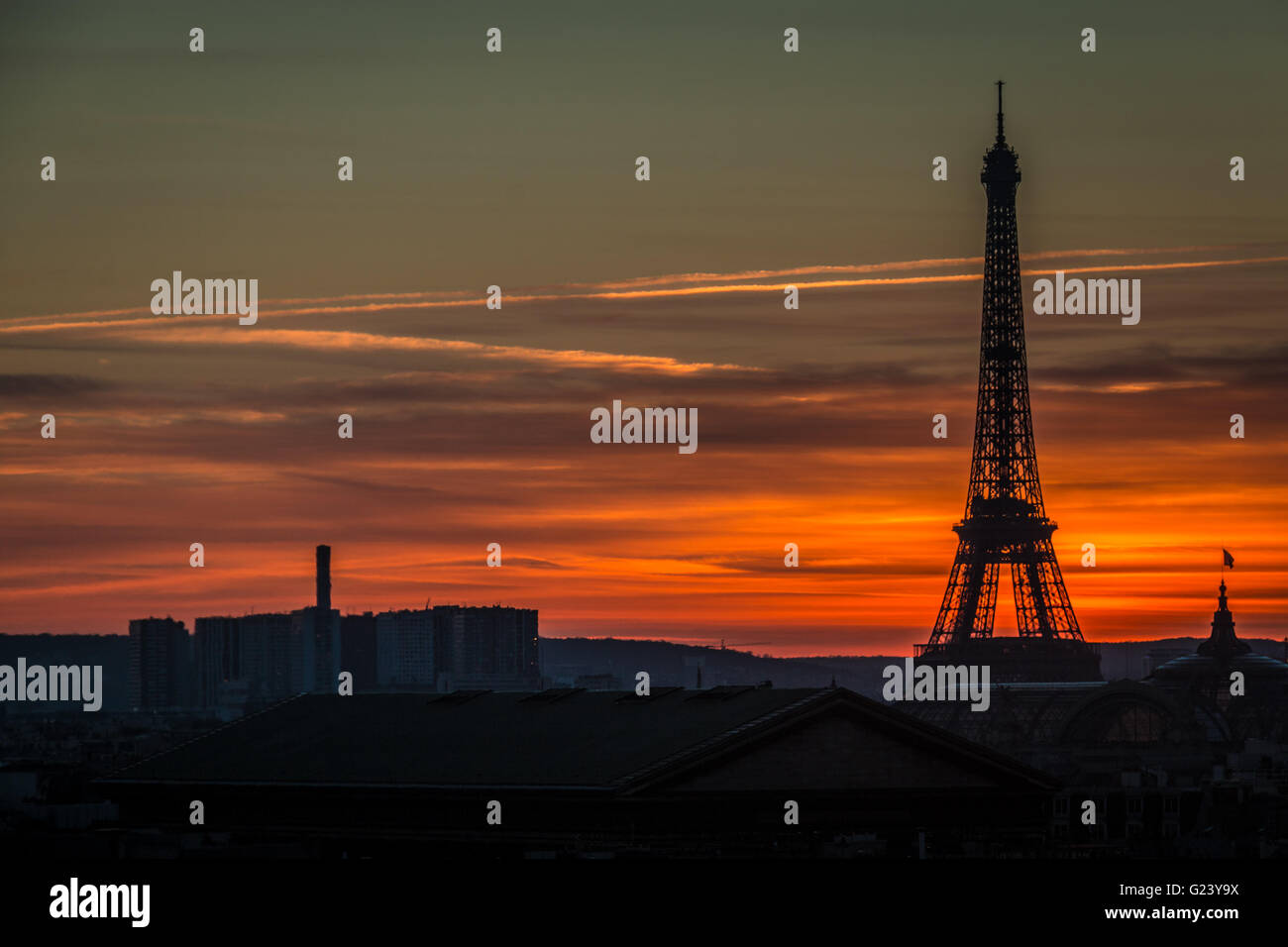 Coucher du soleil à Paris Banque D'Images
