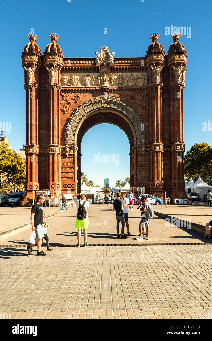 Arc de Triomf par Josep Vilaseca i Casanovas, Parc de la Ciutadella, Barcelone, Catalogne, Espagne Banque D'Images