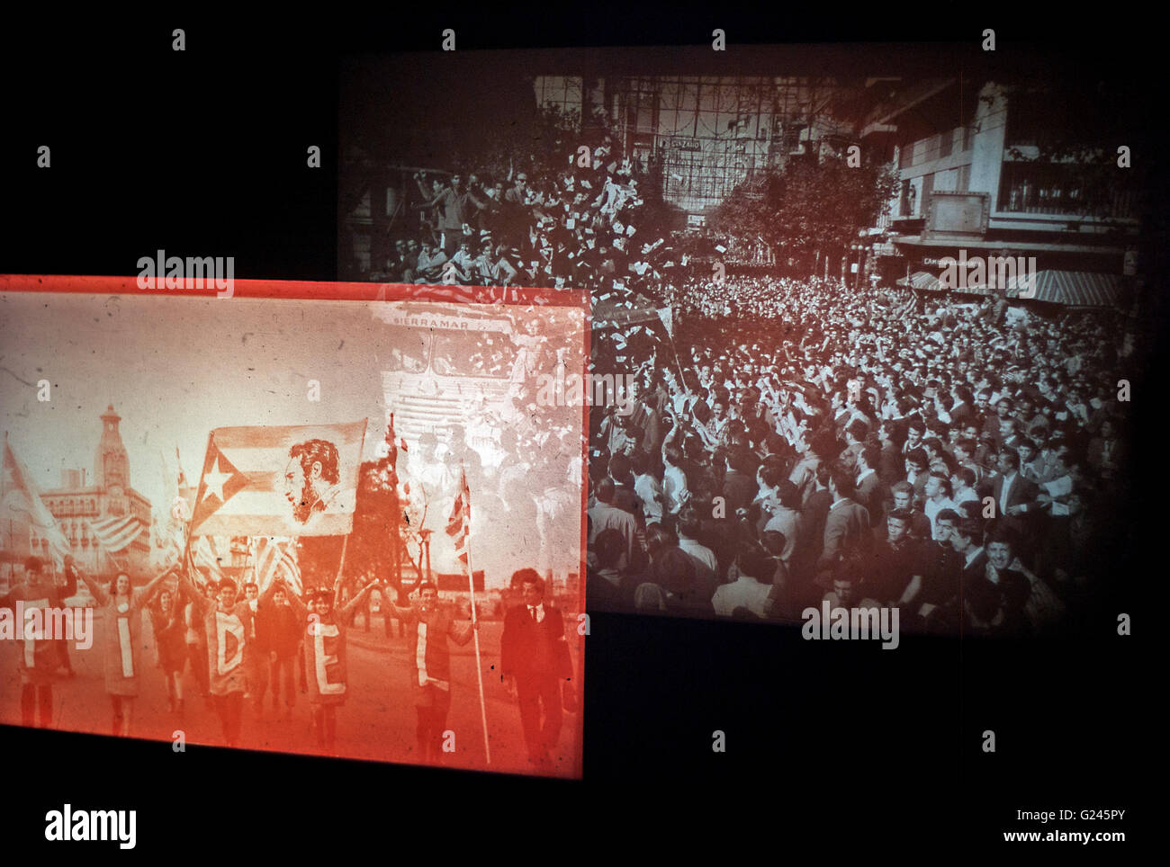 Des projections de diapositives de Saul Leiter images à la Photographers Gallery London diaporama interactif exposition 'Fidel' Banque D'Images
