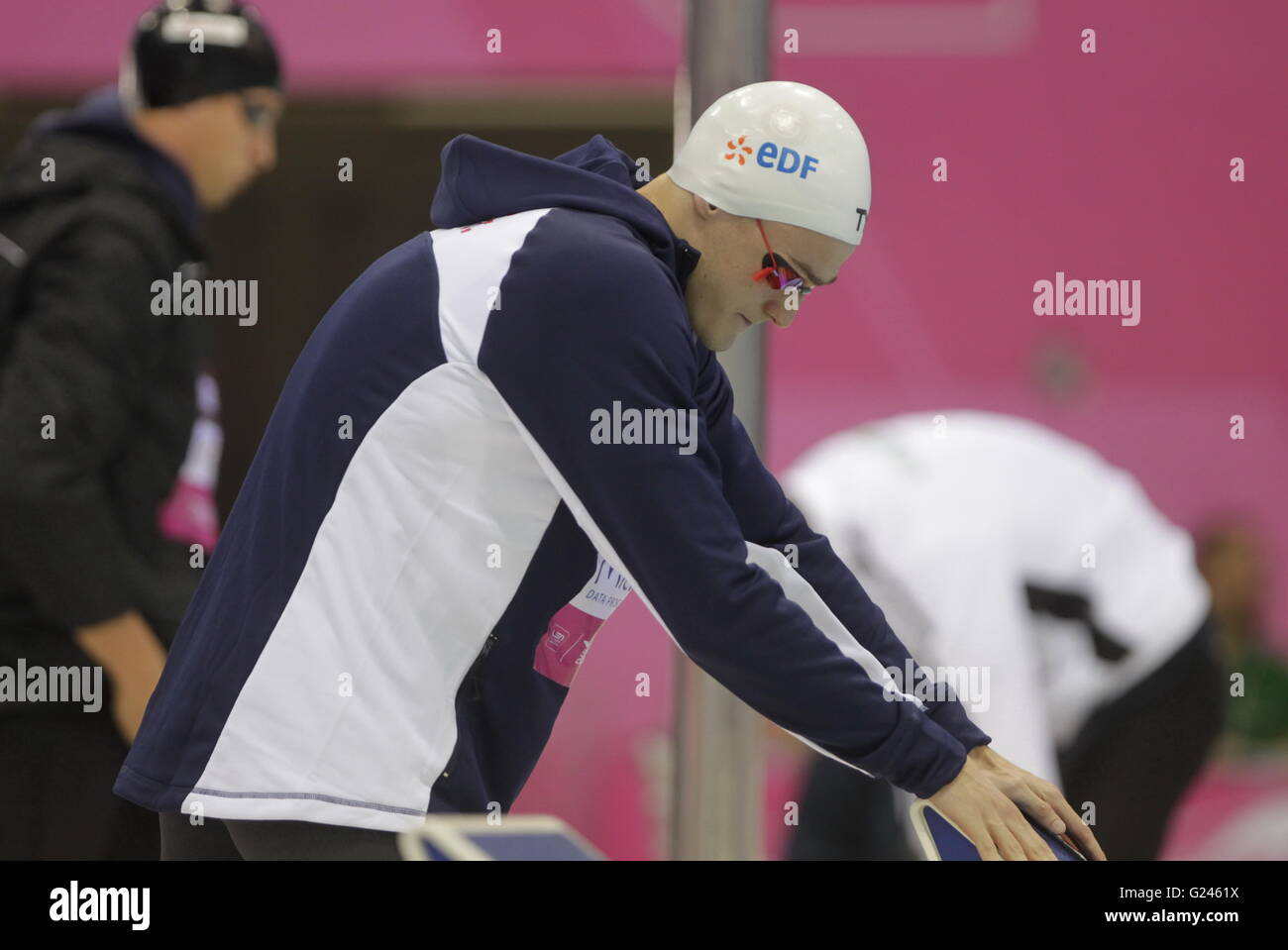 Londres, Angleterre : 19 mai, 2016 Clement Mignon nageur français dans la 2e demi-finale du 100 m nl aquatiques centre de Londres Banque D'Images