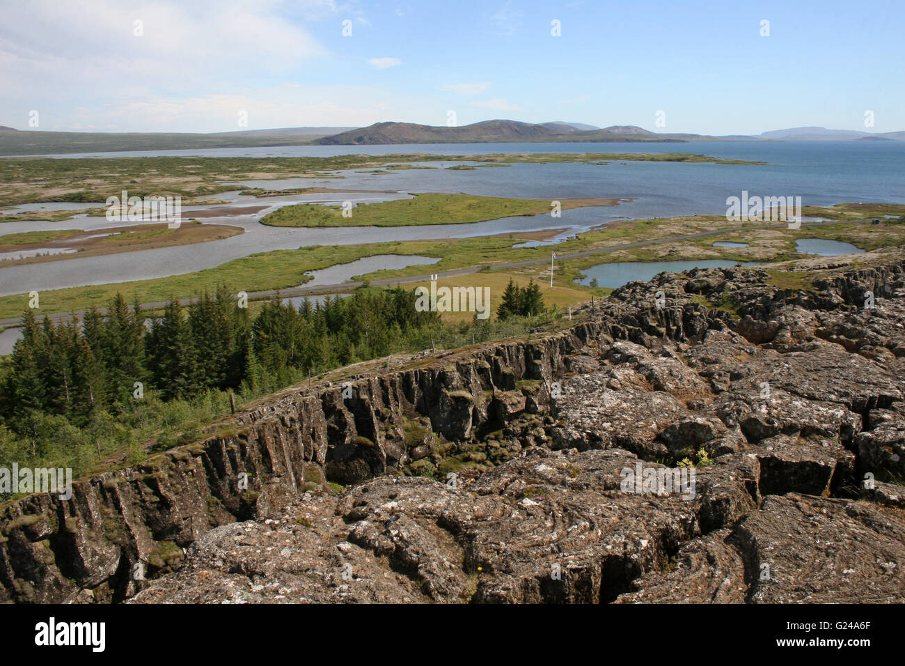 Les frontières des plaques tectoniques dans Thingellir Parc National à l'Islande le Parlement Banque D'Images