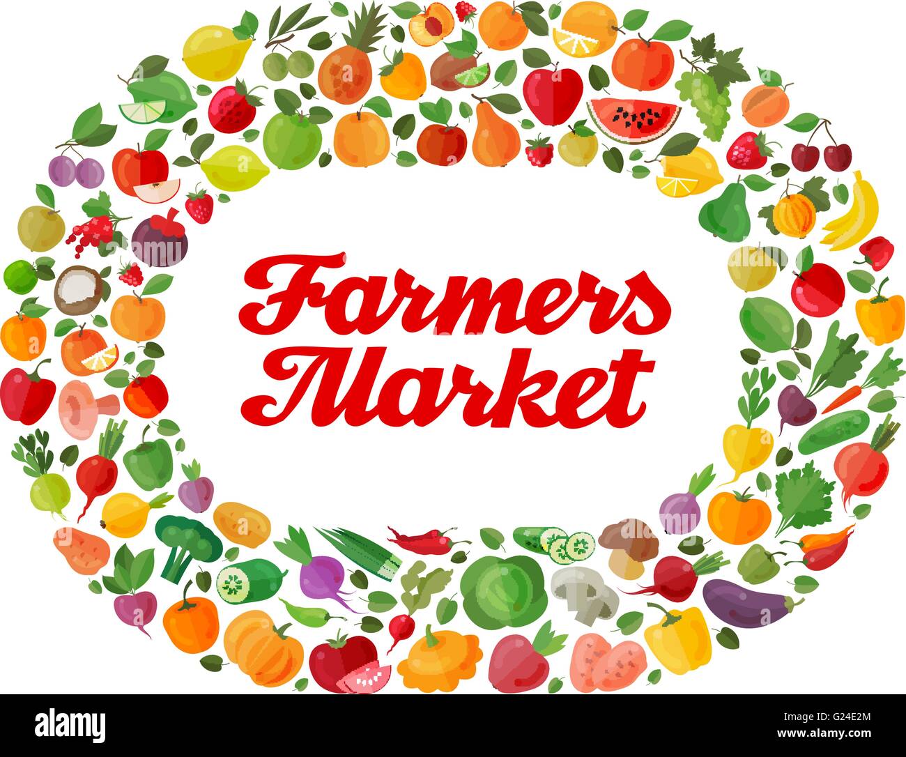 Les légumes et les fruits. collection éléments basés sur la thème de la nourriture, la ferme, le jardinage Illustration de Vecteur