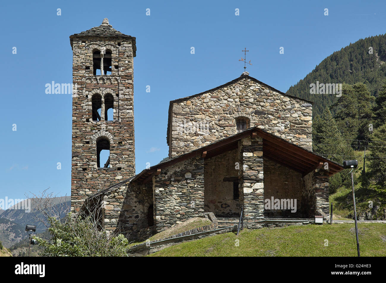 Église de Sant Joan de Caselles. Canillo. L'Andorre. Banque D'Images