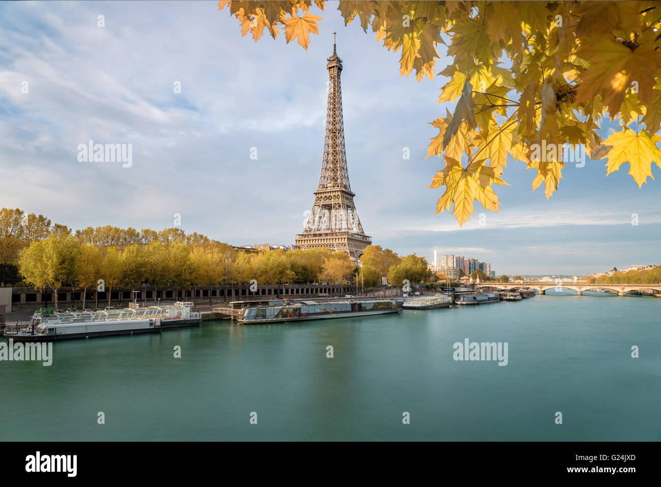 La Tour Eiffel, de la Seine à Paris, France Banque D'Images