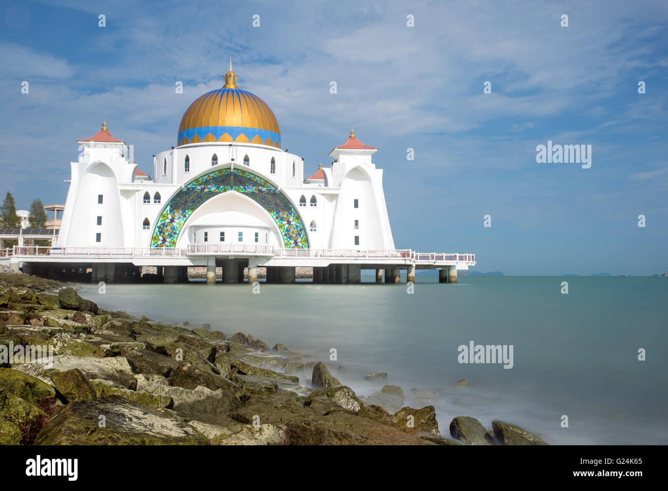 Détroit de Malacca, Malaisie Mosquée Banque D'Images