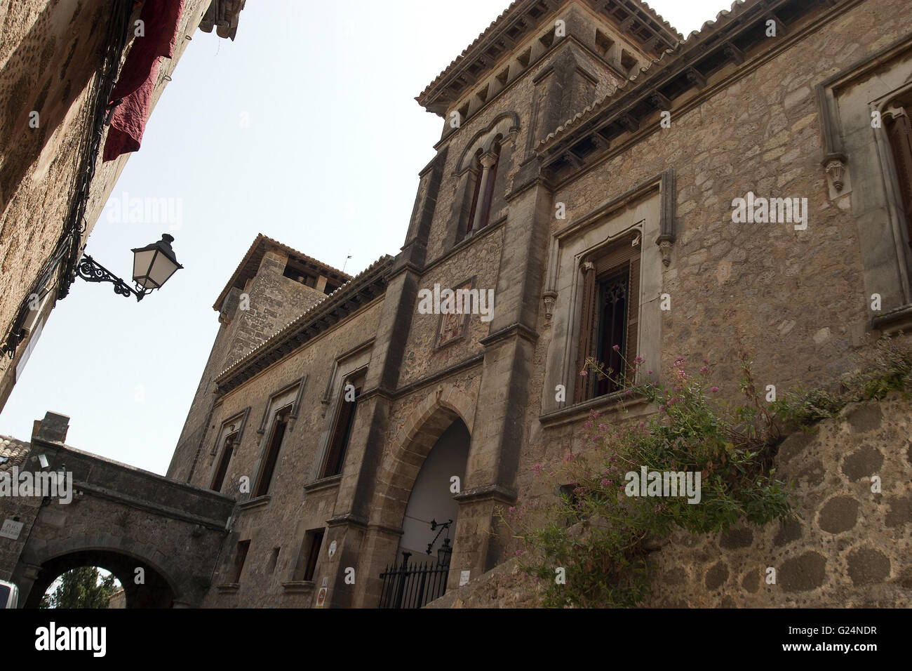 Une belle photo grand-angle d'une entrée du château à Palma de Majorque, Espagne, mer, été, Tourisme, vacances, vacances Banque D'Images