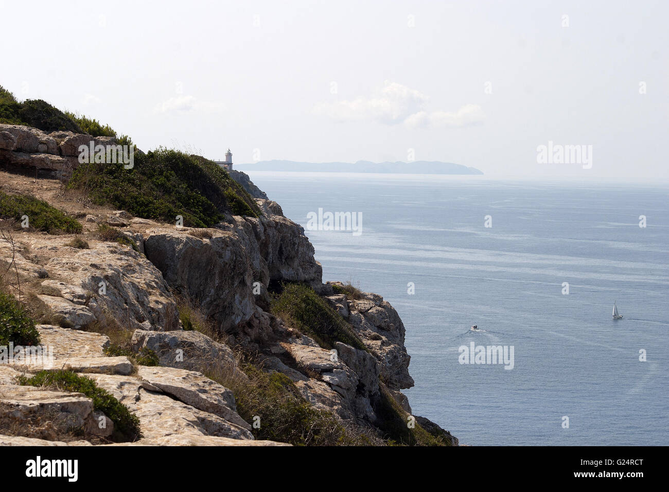 Une belle falaise avec la vue sur la mer, Palma de Majorque, Palma de Maiorca, littoral, mer, tourisme, voyages, vacances Banque D'Images