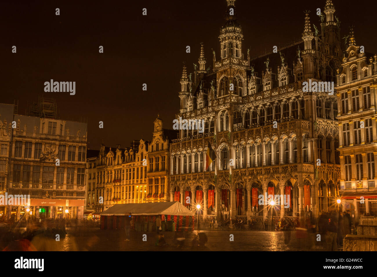 Grand Place de nuit, à Bruxelles Belgique Banque D'Images