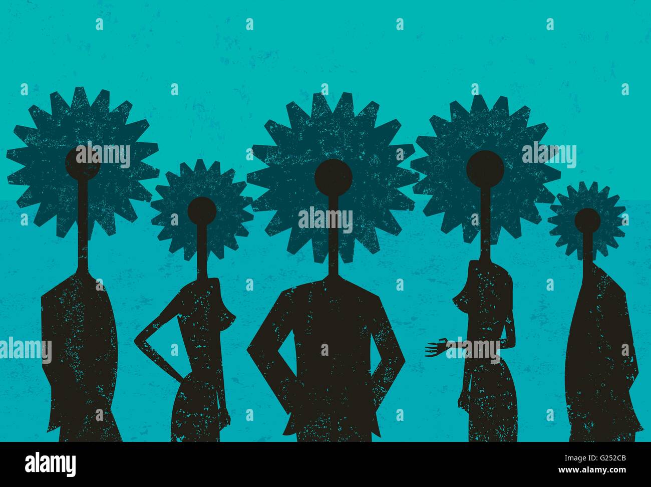 Composite d'une équipe entreprises avec les chefs que la connexion d'engrenages. Illustration de Vecteur