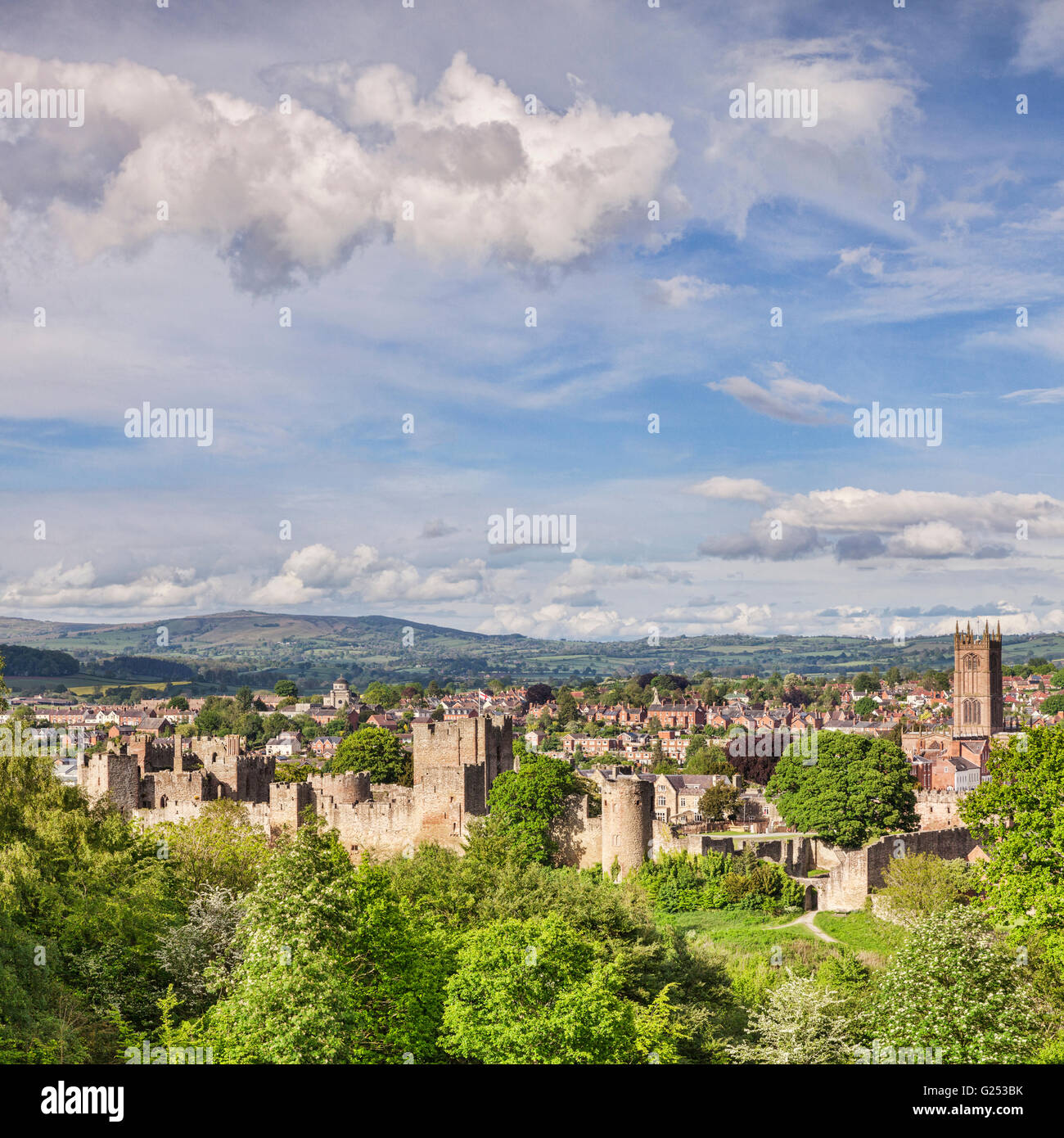 Ludlow Castle et ville, Shropshire, England, UK Banque D'Images