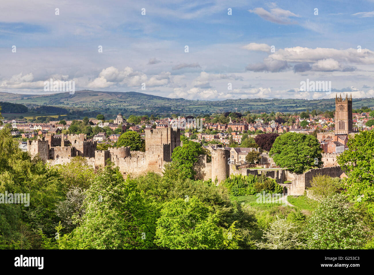 Ludlow Castle et ville, Shropshire, England, UK Banque D'Images