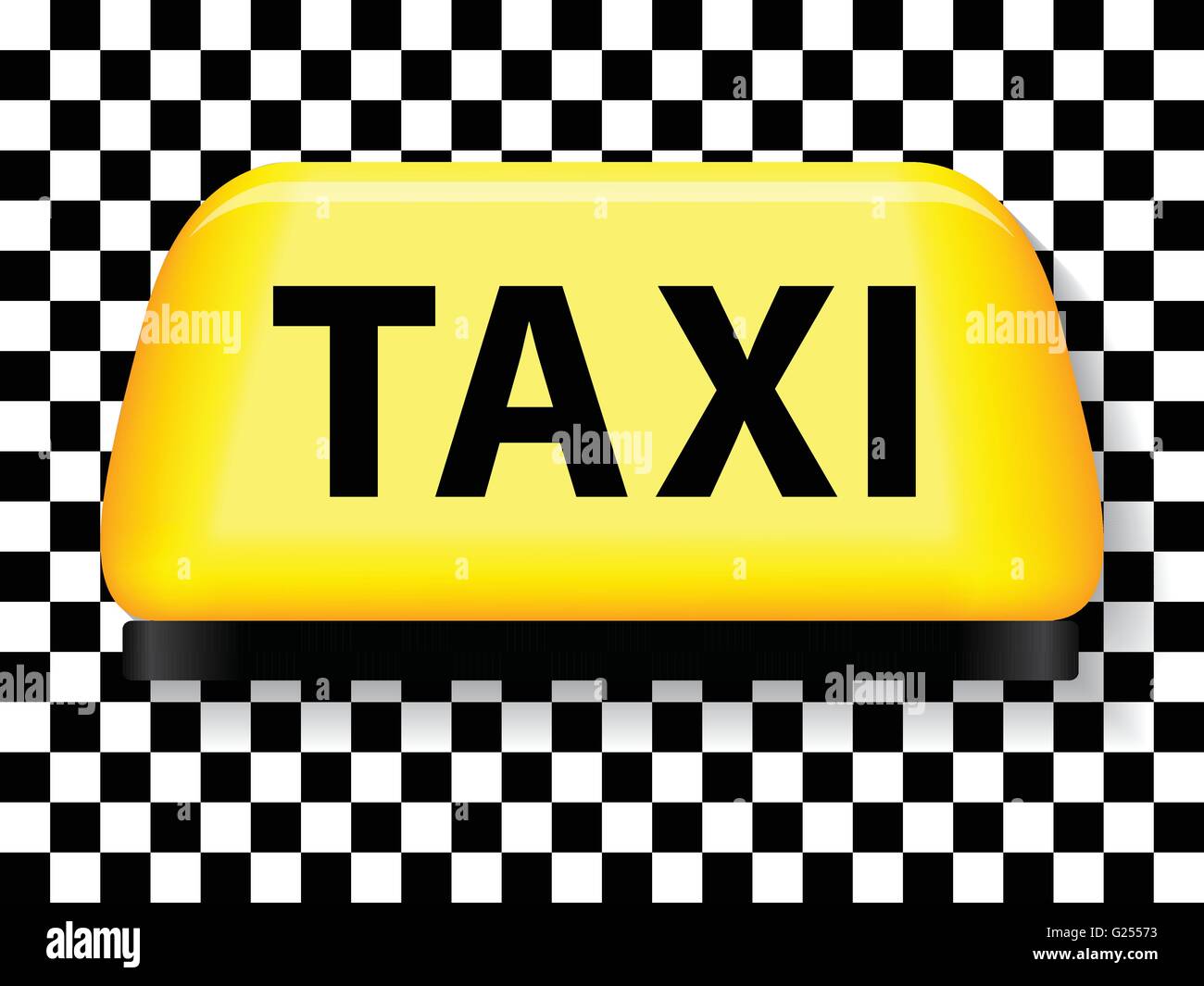 Taxi jaune avec checkered background Illustration de Vecteur