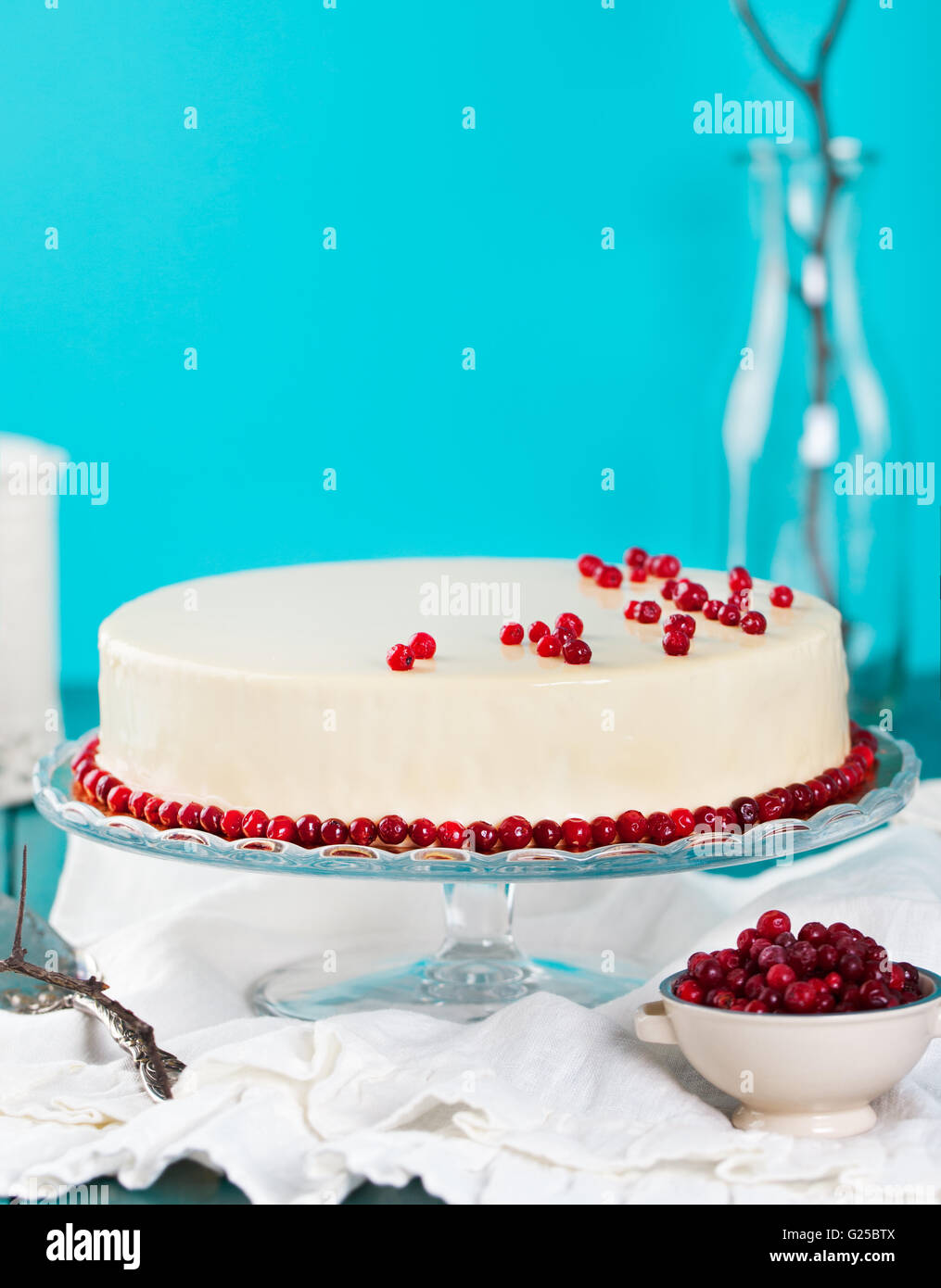 Cranberry Myrtille Tarte Au Fromage Gateau Mousse Photo Stock Alamy