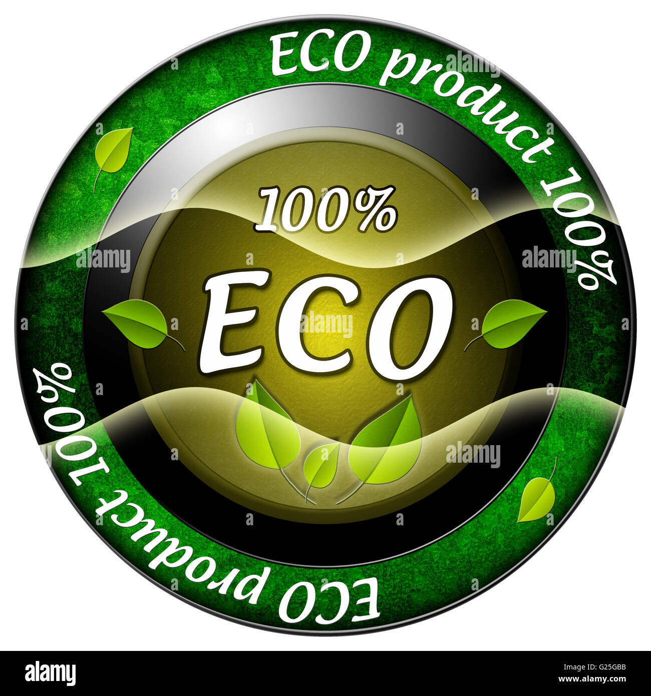 Produit ECO 100 L'icône verte ronde isolée Banque D'Images