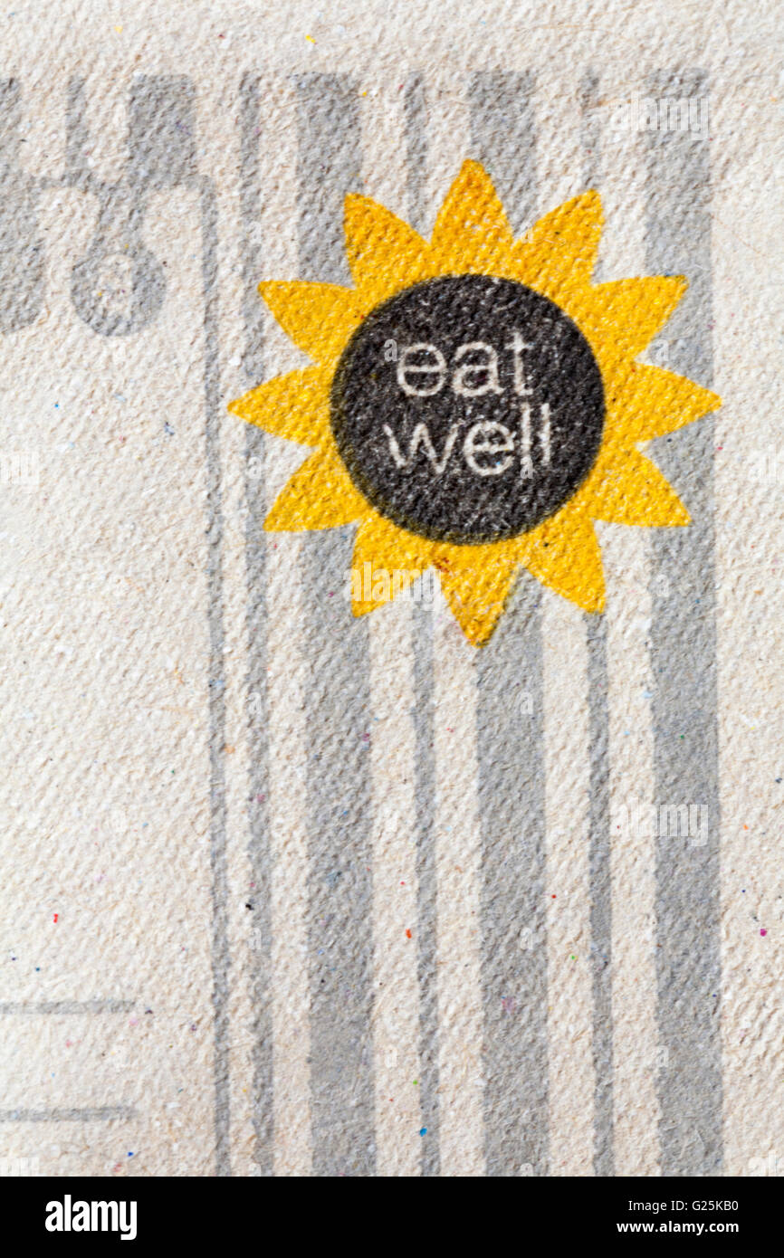 Bien manger symbole sur carton de Marks and Spencer Il suffit de M&S''œufs Banque D'Images