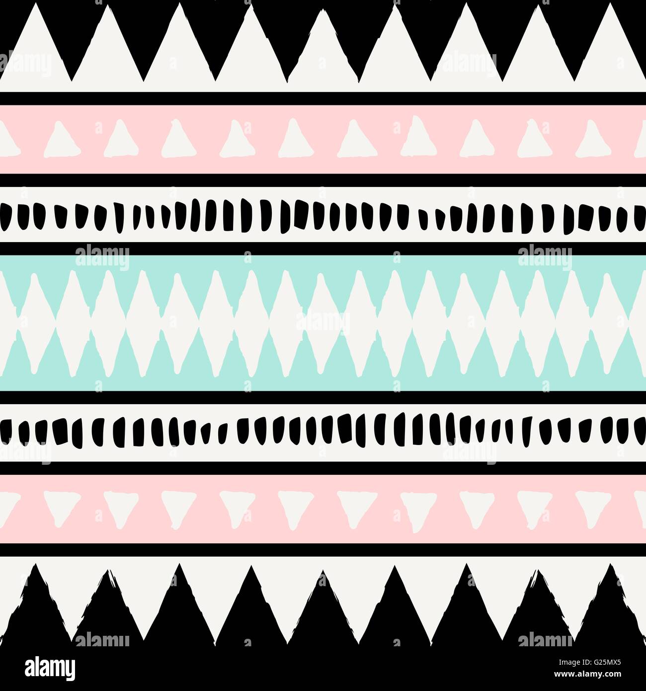 Schéma de répétition sans couture ethnique résumé en noir, blanc, bleu et rose pastel. Abstract design moderne et élégant, l'affiche de la couverture, Illustration de Vecteur