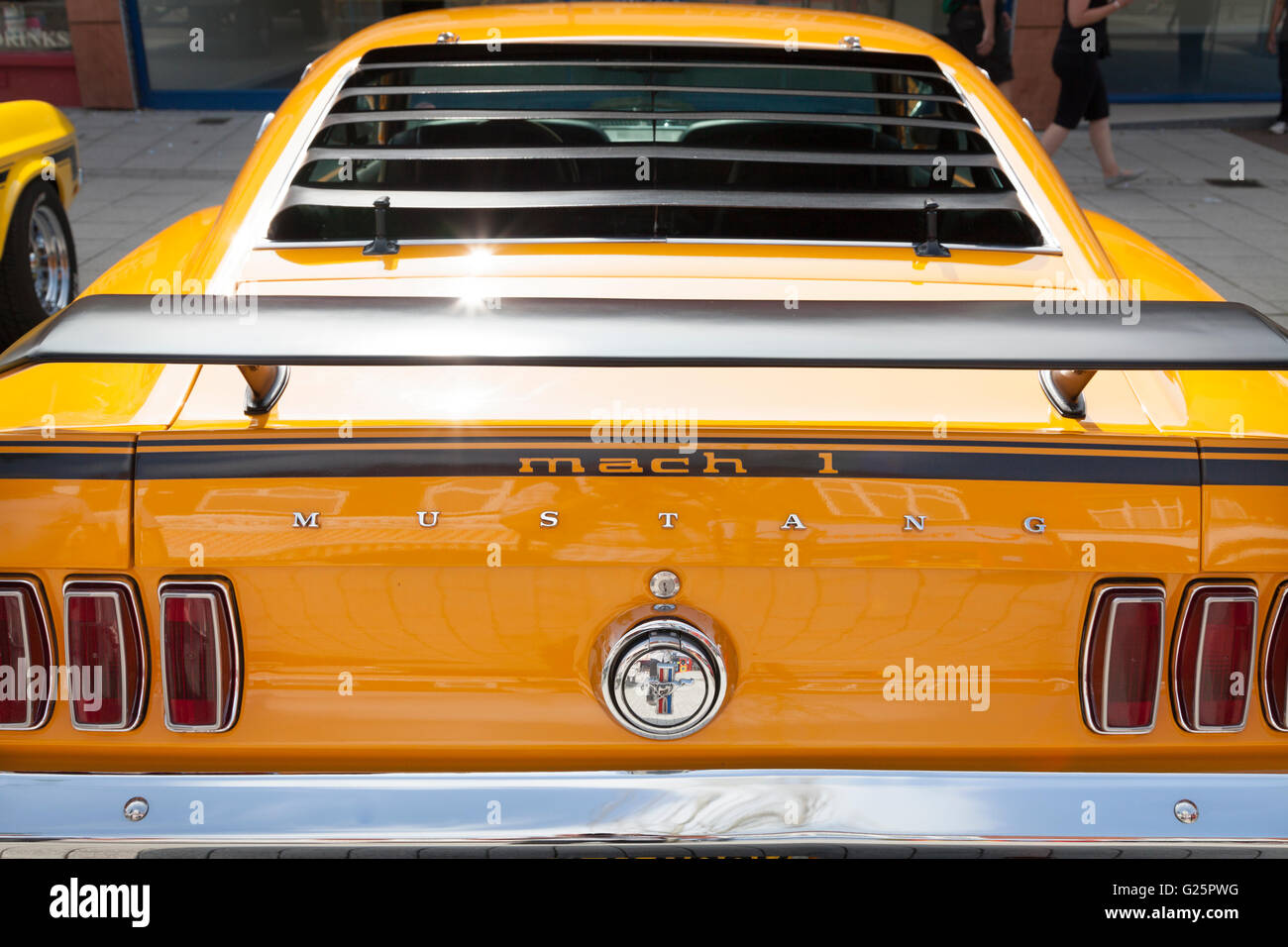 Ford Mustang jaune, Angleterre, Grande-Bretagne Banque D'Images