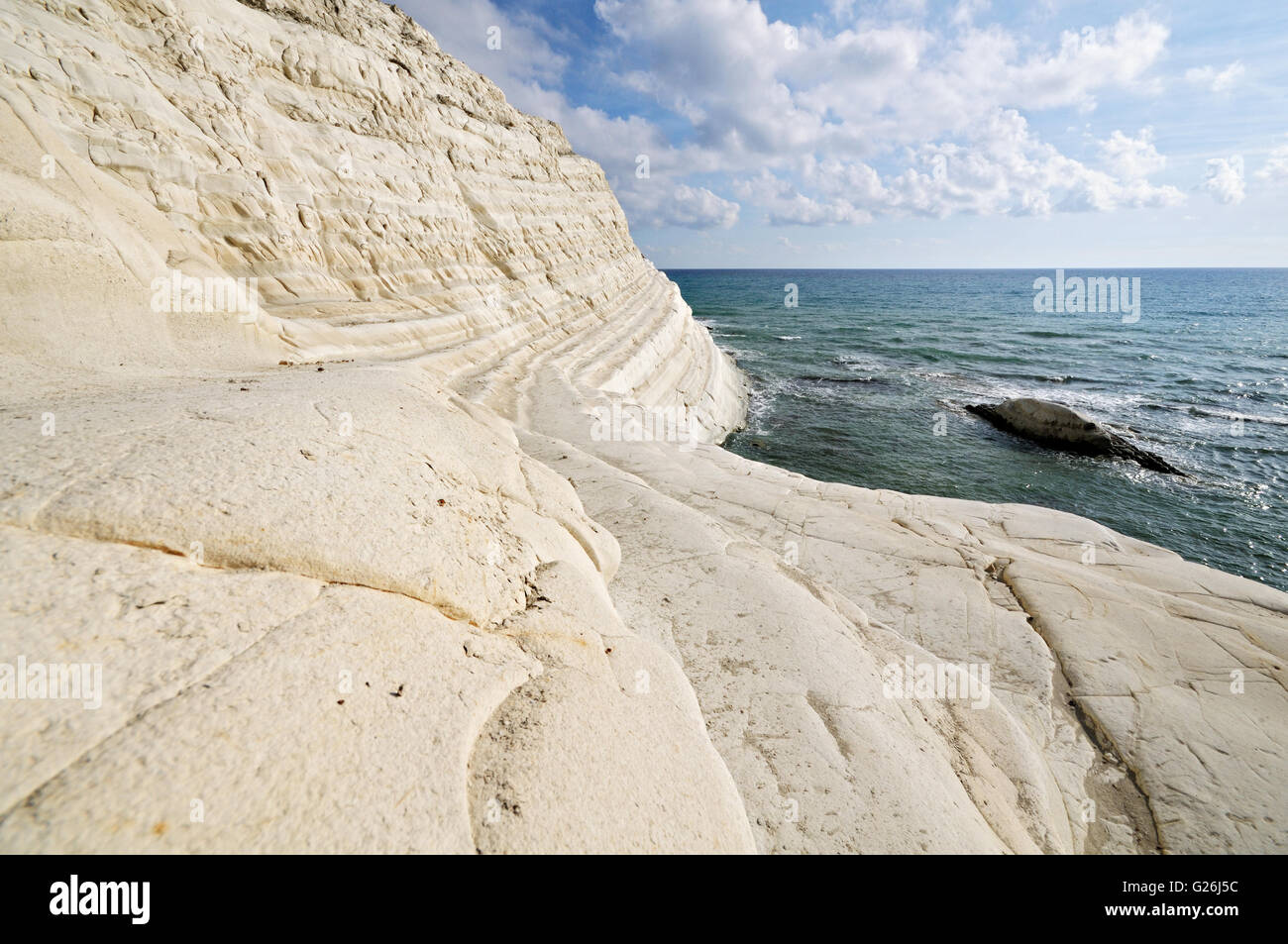 Marl blanc falaise de l'escalier (turc) Scala dei Turchi, Realmonte, Sicile, Italie Banque D'Images