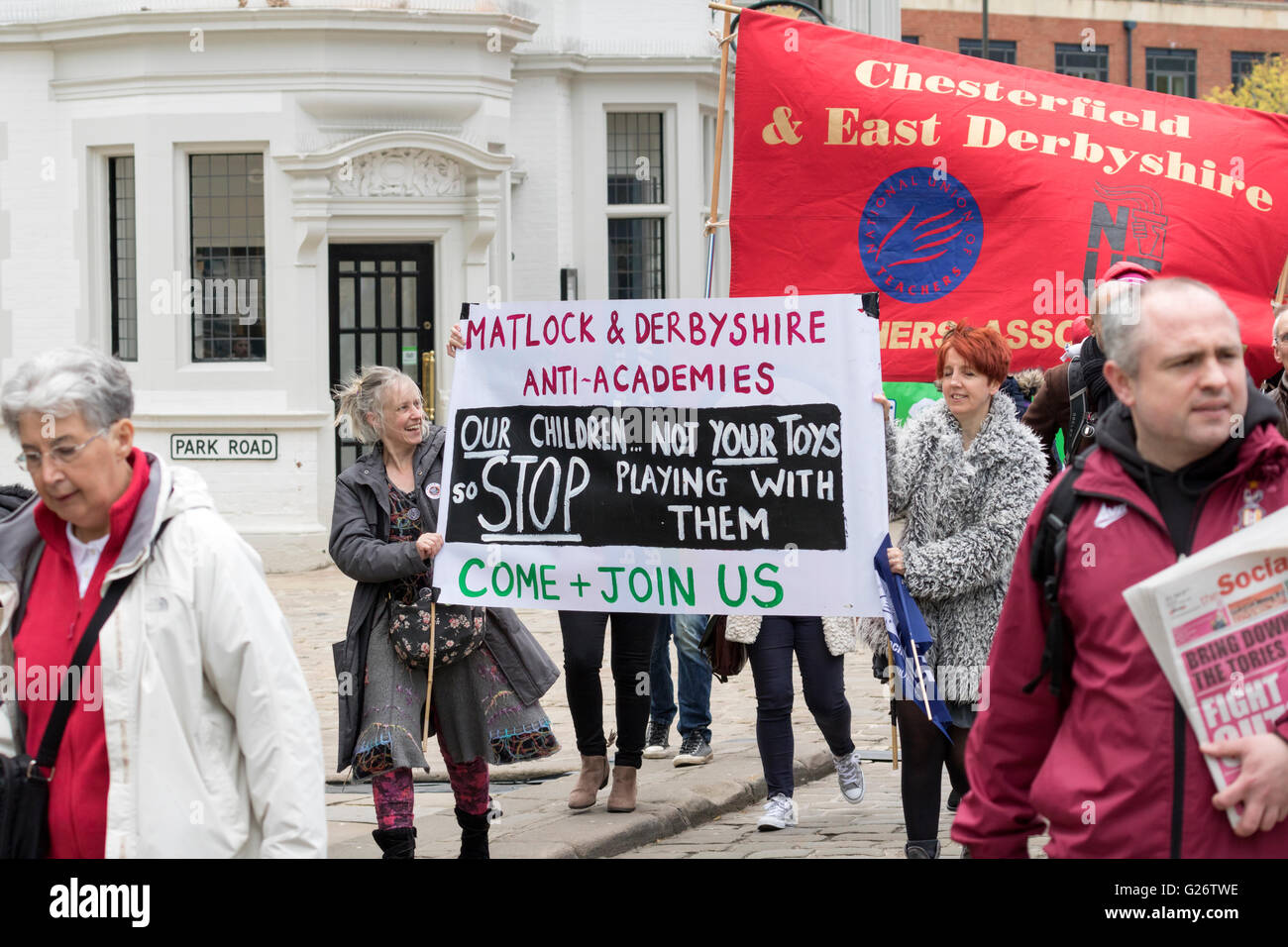 Chesterfield Derbyshire peut annuelle du travail jour/mars rally à travers des rues de l'Angleterre Banque D'Images