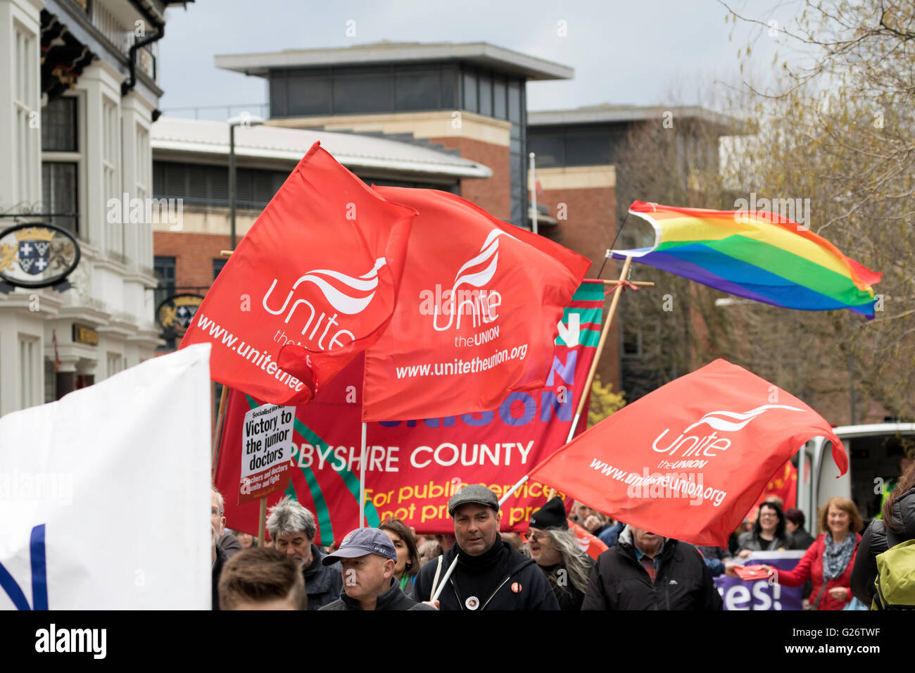 Chesterfield Derbyshire peut annuelle du travail jour/mars rally à travers des rues de l'Angleterre Banque D'Images