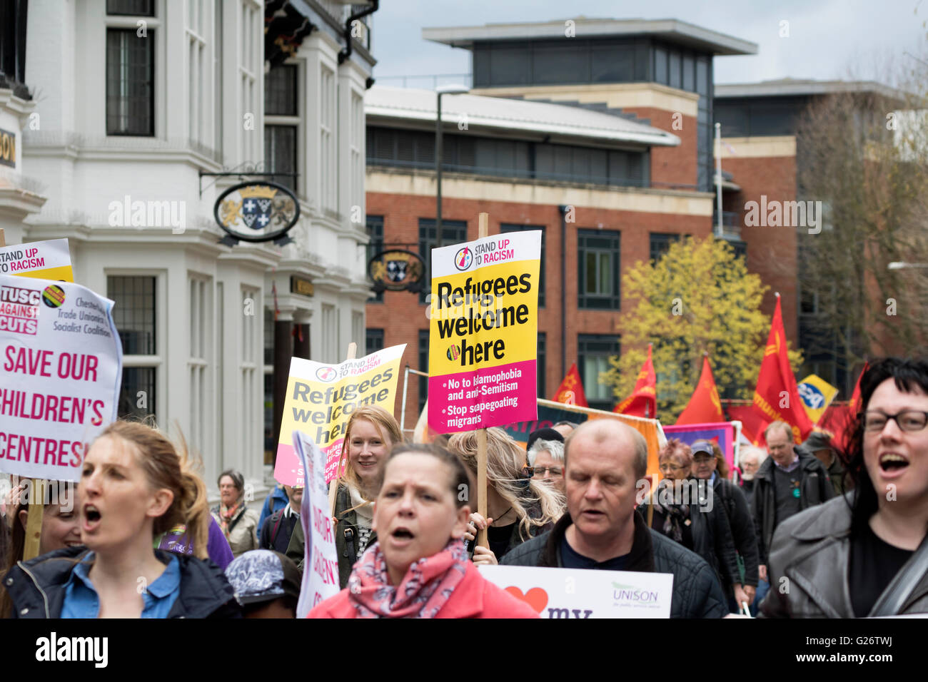 Chesterfield Derbyshire peut annuelle du travail jour/mars rally à travers des rues de l'Angleterre Banque D'Images