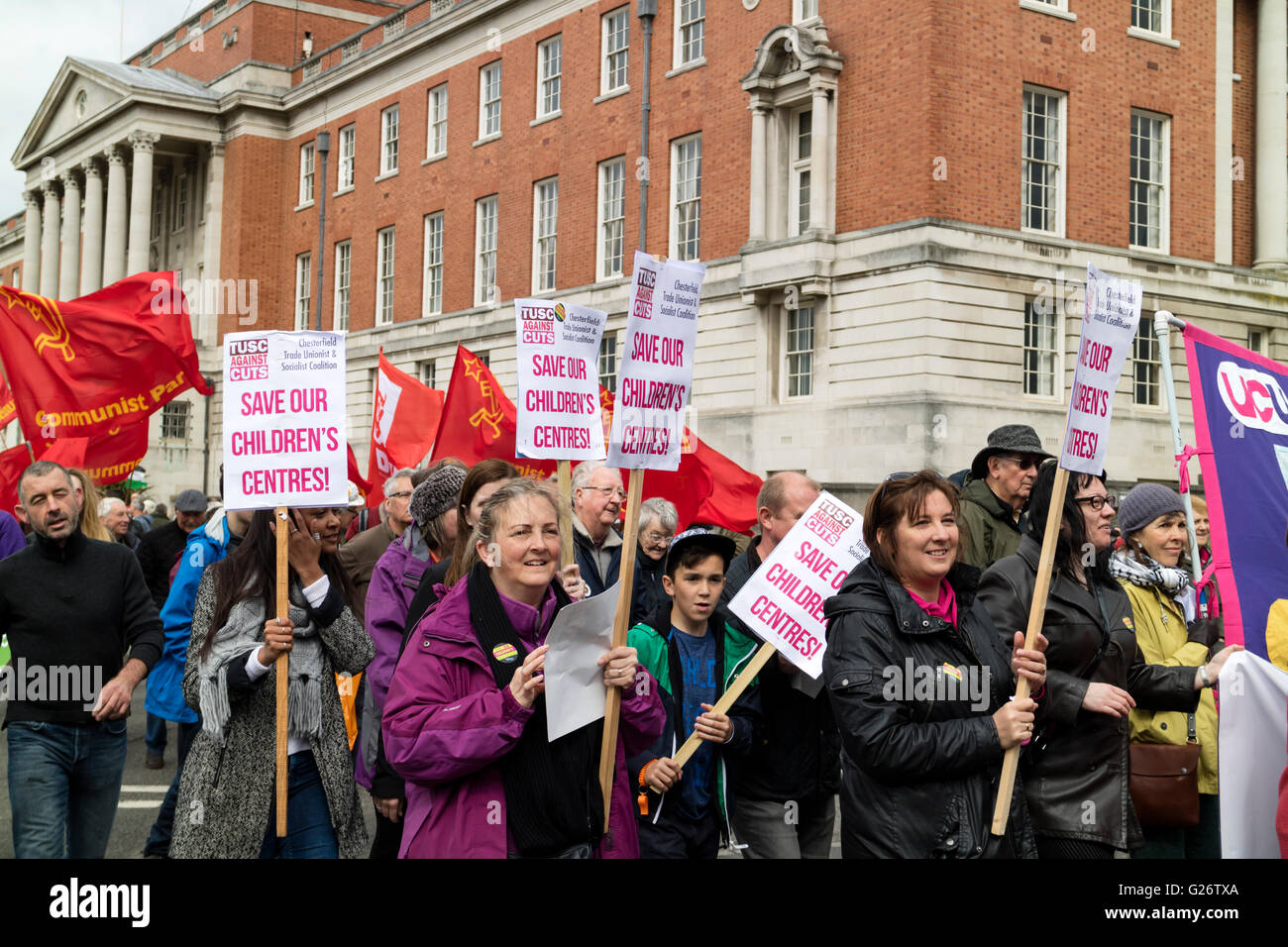Chesterfield Derbyshire peut annuelle du travail jour/mars rally à travers des rues de l'Angleterre Banque D'Images