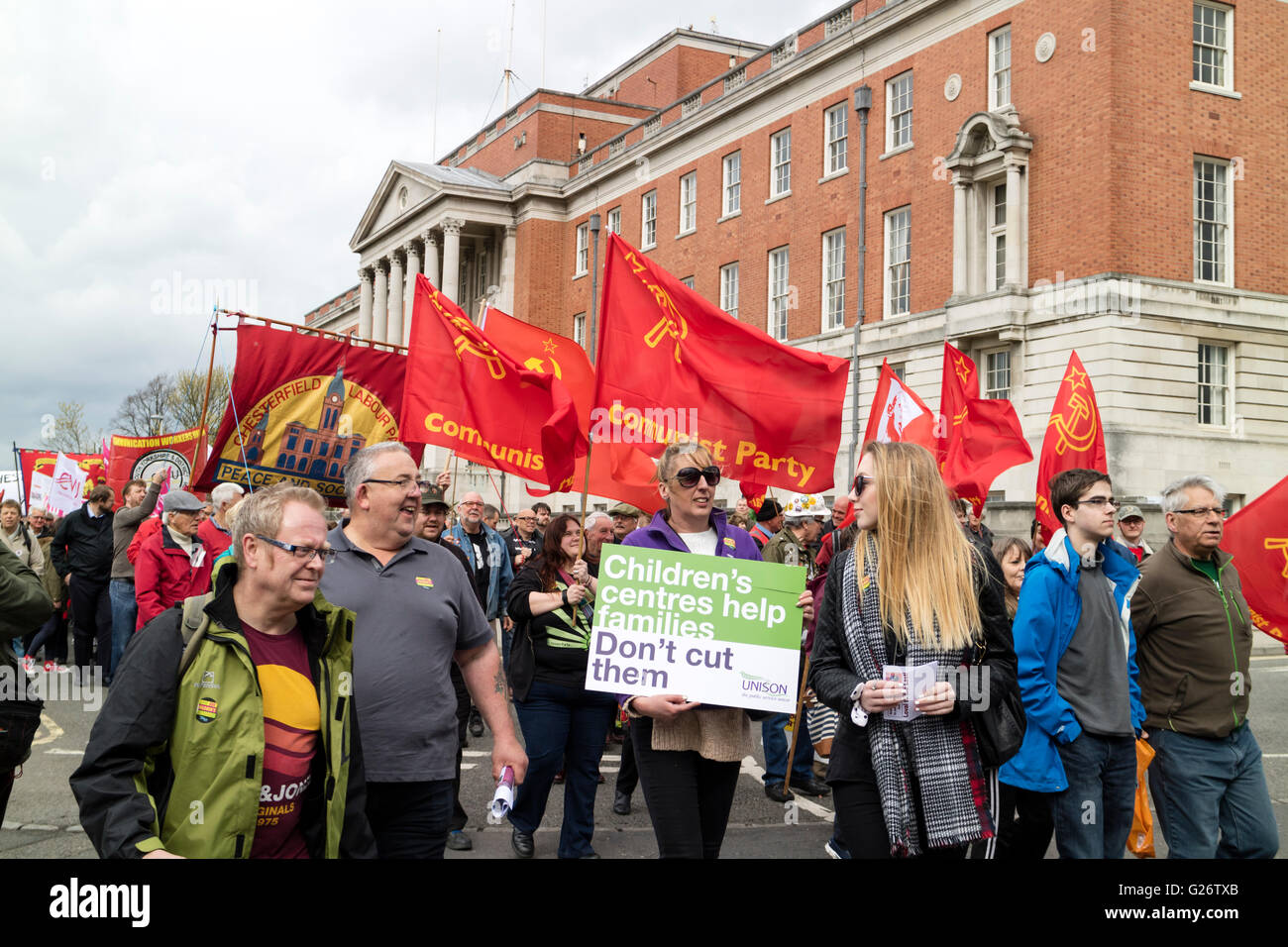 Chesterfield Derbyshire peut annuelle du travail jour/mars rally à travers des rues de l'Angleterre Banque D'Images