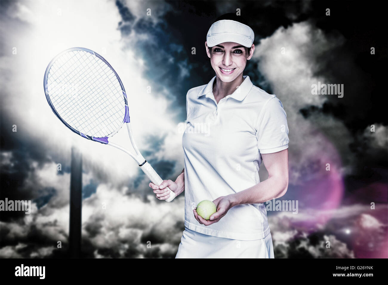 Image composite de l'athlète féminin jouant au tennis Banque D'Images