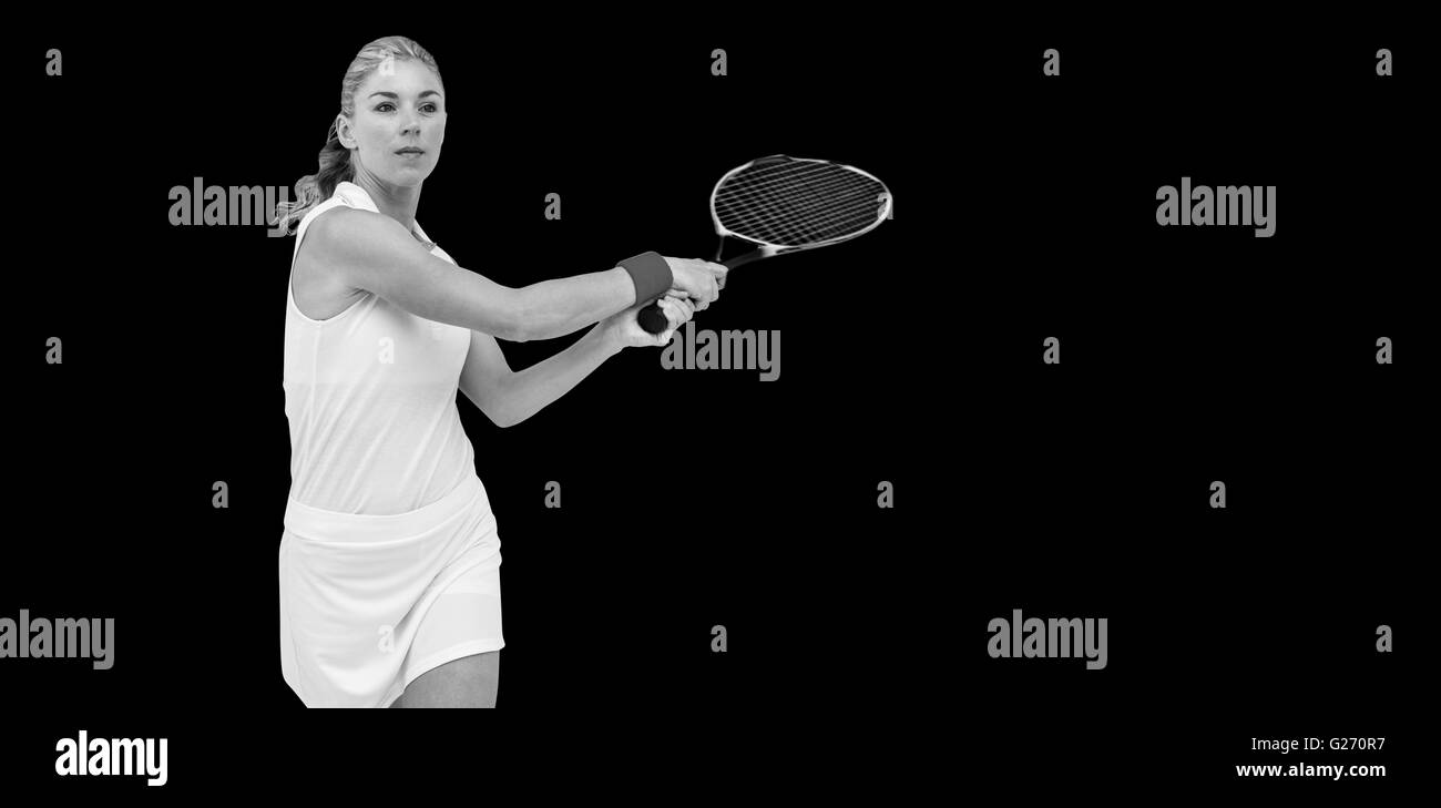 Sportif jouer au tennis avec une raquette Banque D'Images