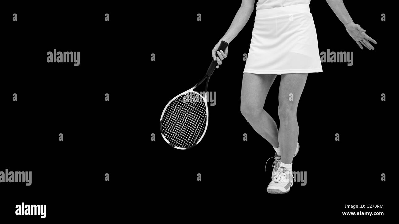 Sportif jouer au tennis avec une raquette Banque D'Images