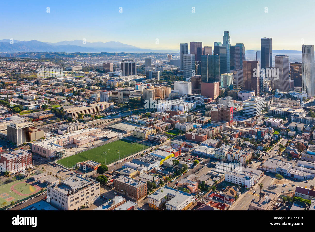 Antenne du centre-ville de Los Angeles Banque D'Images