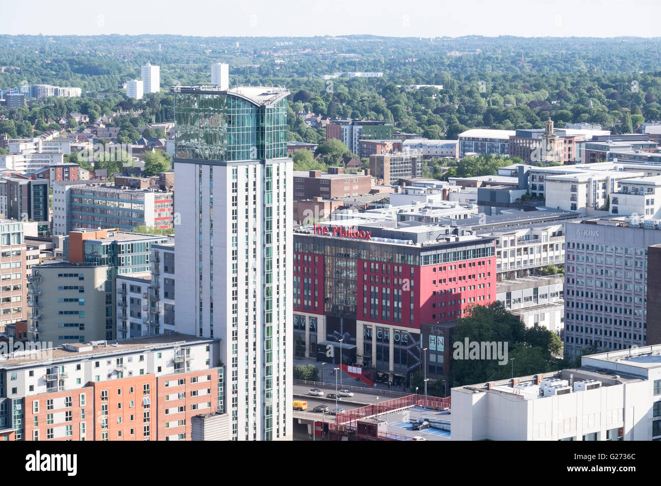 Photographie aérienne du centre-ville de Birmingham, en Angleterre. la boîte aux lettres du centre commercial. Banque D'Images