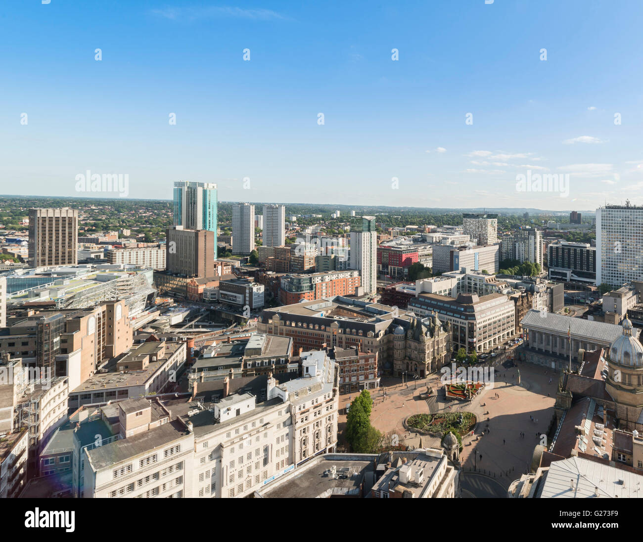 Photographie aérienne du centre-ville de Birmingham, en Angleterre. Banque D'Images