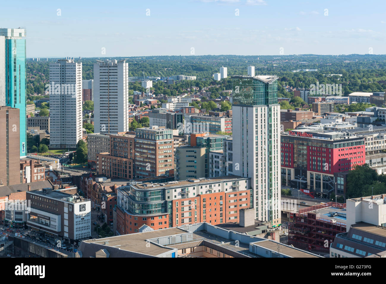 Photographie aérienne du centre-ville de Birmingham, en Angleterre. Banque D'Images