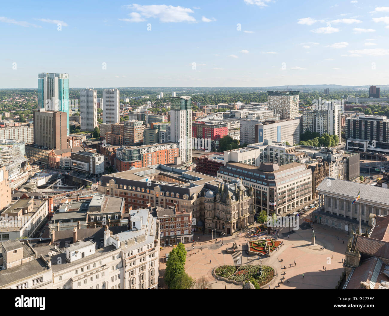 Photographie aérienne du centre-ville de Birmingham, en Angleterre. square Victoria Banque D'Images