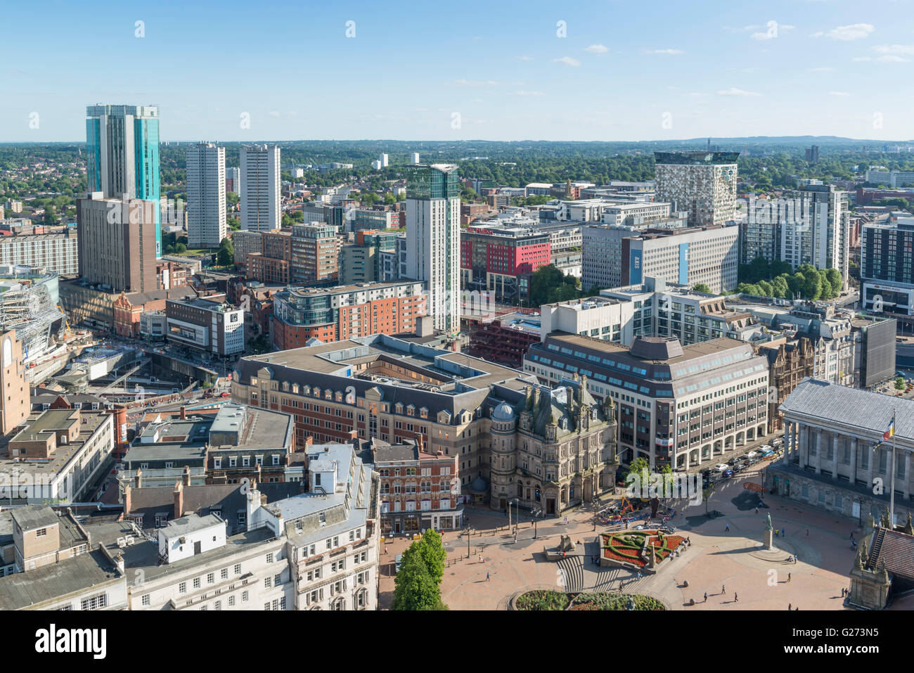 Photographie aérienne du centre-ville de Birmingham, en Angleterre. square Victoria Banque D'Images