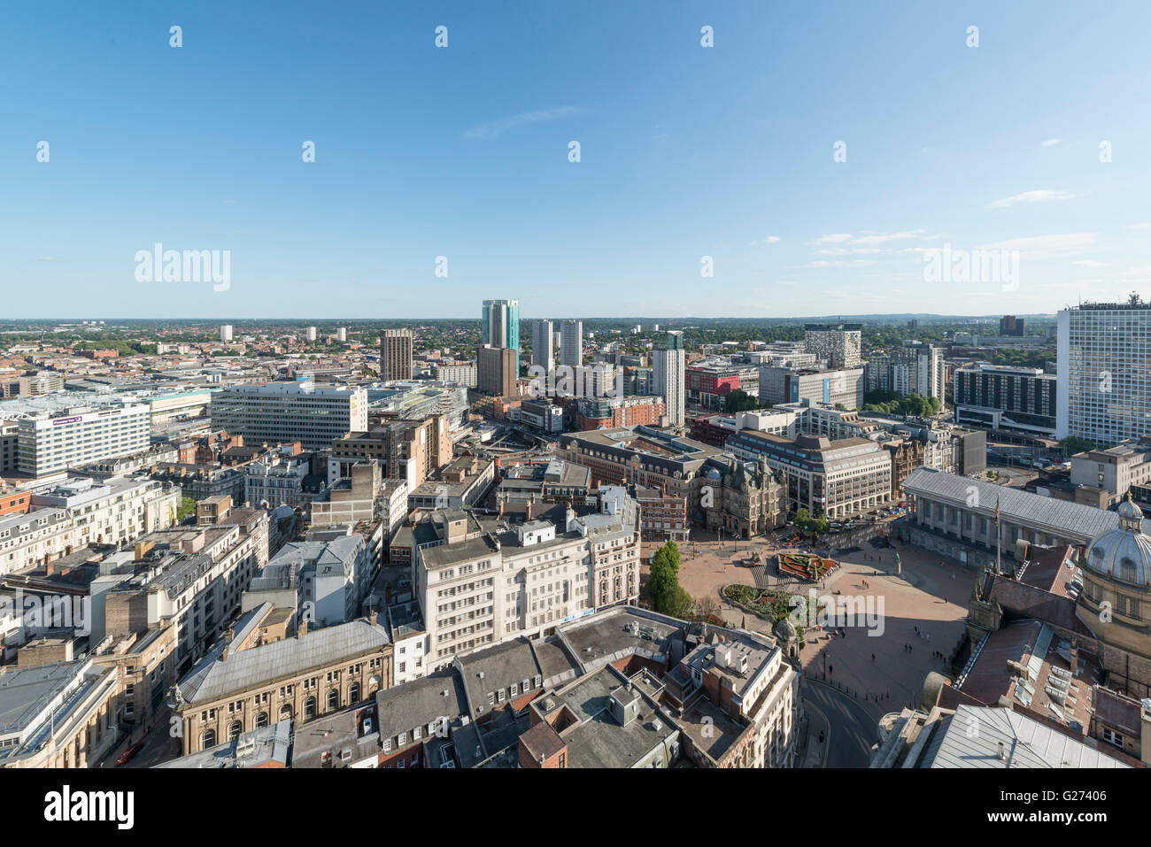 Photographie aérienne du centre-ville de Birmingham, en Angleterre. Banque D'Images