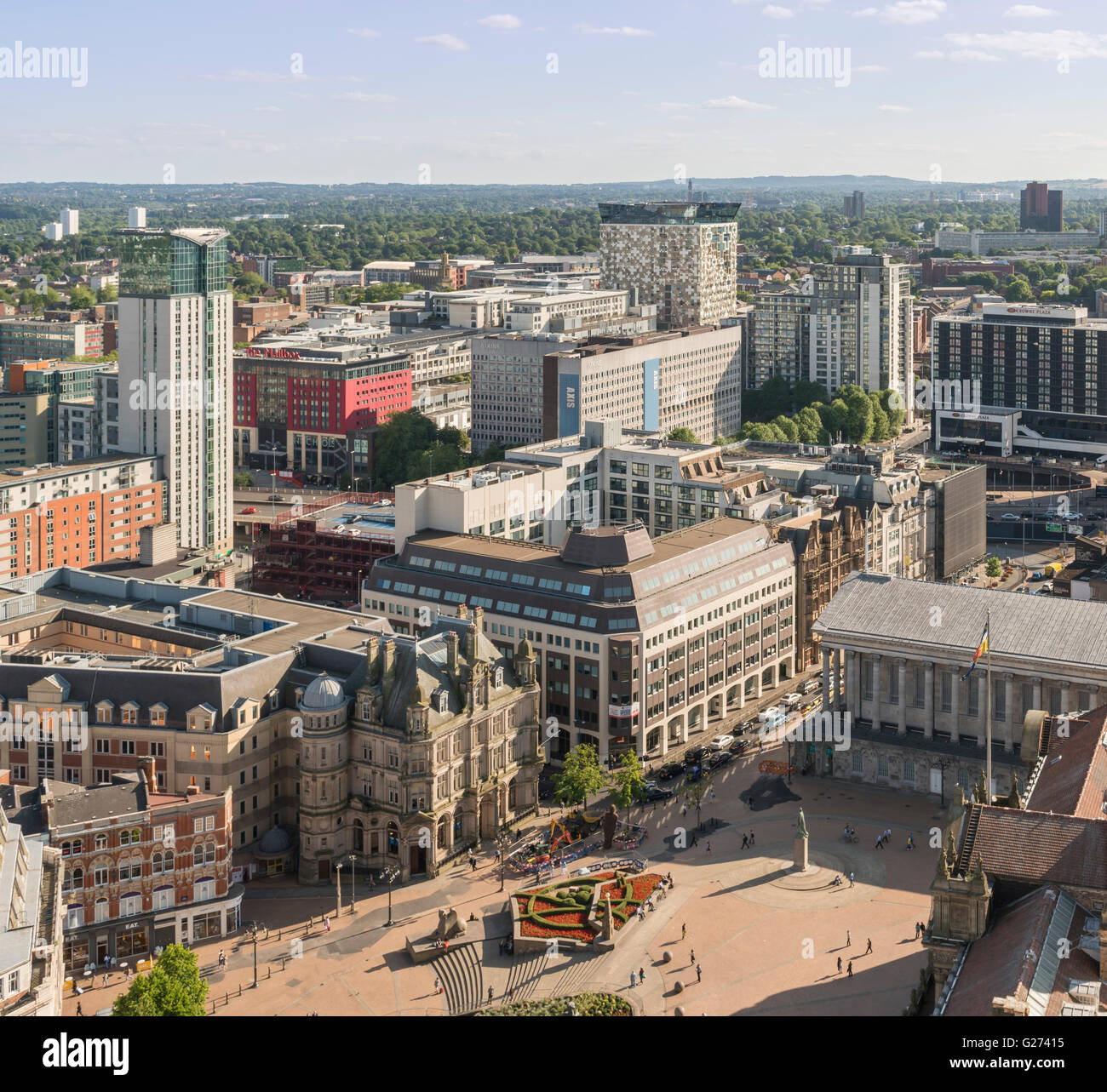 Photographie aérienne du centre-ville de Birmingham, en Angleterre. square Victoria Banque D'Images