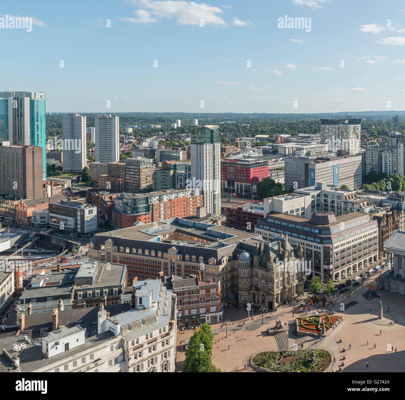 Photographie aérienne du centre-ville de Birmingham, en Angleterre. square Victoria Banque D'Images