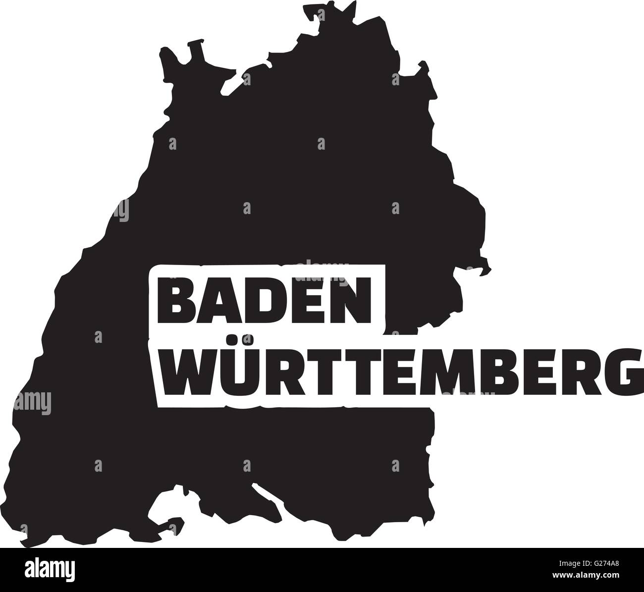 Carte du Baden-Württemberg avec titre Illustration de Vecteur