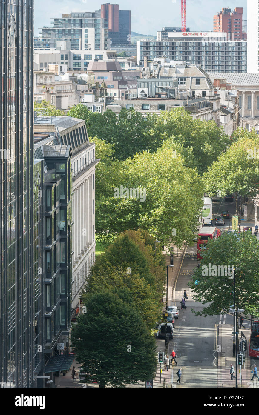 Photographie aérienne du centre-ville de Birmingham, en Angleterre. Colmore Row. Banque D'Images