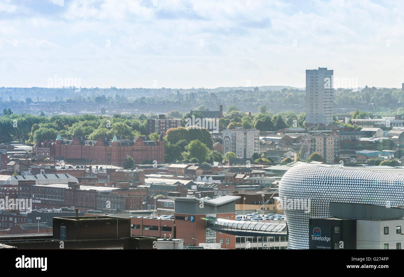 Photographie aérienne du centre-ville de Birmingham, en Angleterre. Le centre commercial Bullring Banque D'Images